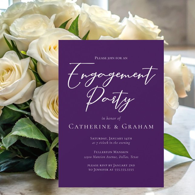 Royal Purple Typography Engagement Party Invitation (Creator Uploaded)