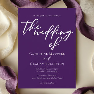 Royal Purple Typography Evening Wedding Invitation