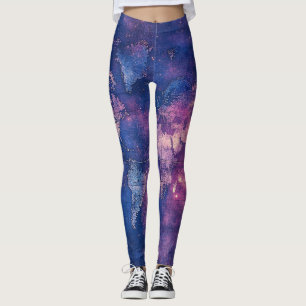 Royal Purple Vintage Celestial World Map Leggings