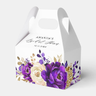 Royal Purple Violet Gold  Botanical Bridal Shower Favour Box