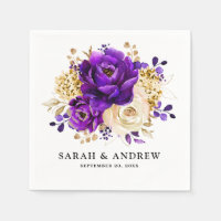 Royal Purple Violet Gold Floral Botanical Wedding