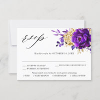 Royal Purple Violet Gold Floral Botanical Wedding