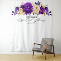 Royal Purple Violet Gold Floral Bridal shower 