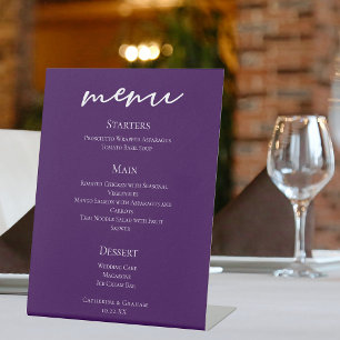 Royal Purple Wedding Dinner Menu Pedestal Sign
