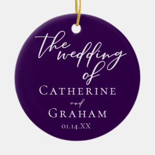 Royal Purple Wedding Personalised Photo Christmas Ceramic Ornament