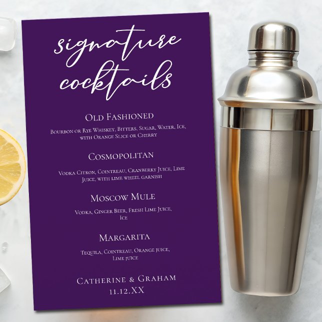 Royal Purple Wedding Signature Cocktails Menu (Creator Uploaded)