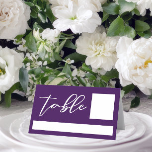 Royal Purple White Personalised Wedding Place Card