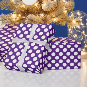 Royal Purple White Polka Dots Wrapping Paper