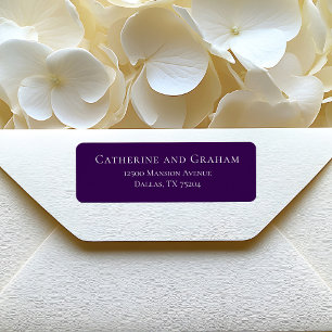 Royal Purple White Script Wedding Return Address Label