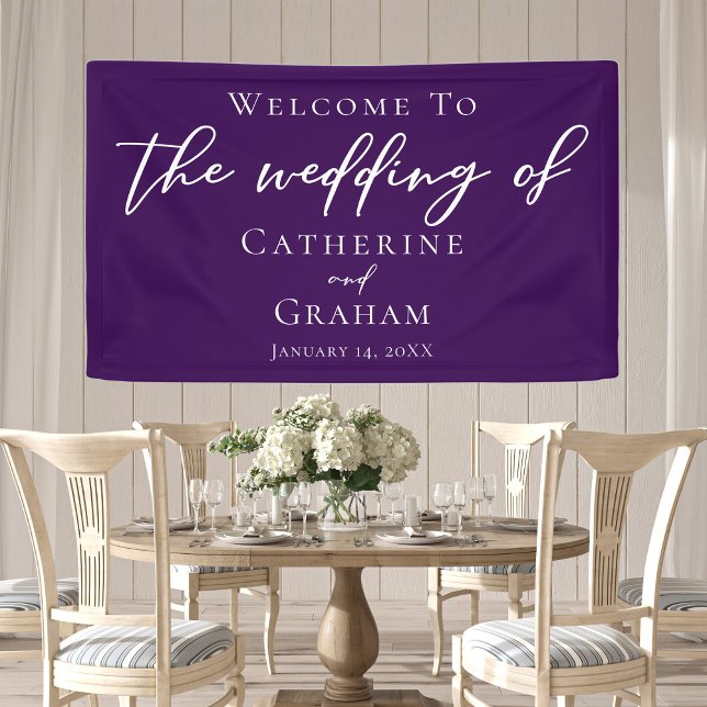 Royal Purple White Typography Evening Wedding Banner (Creator Uploaded)