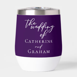 Royal Purple White Typography Personalized Wedding