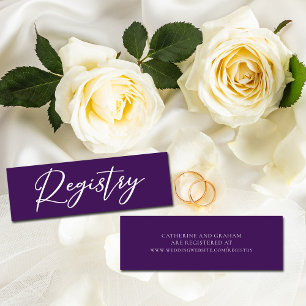 Royal Purple White Wedding Registry Website Mini Business Card