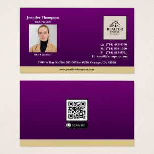 Royal Purple with Gold Accent Magnet Business Card