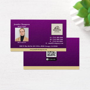 Royal Purple with Gold Accent Magnet Business Card