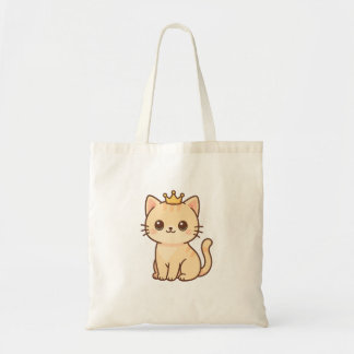 Royal Purrfection – Cute Anime Cat in a Crown Tote Bag