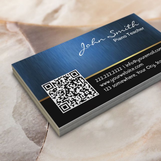 Royal QR code Piano Teacher Business Card (Creator Uploaded)