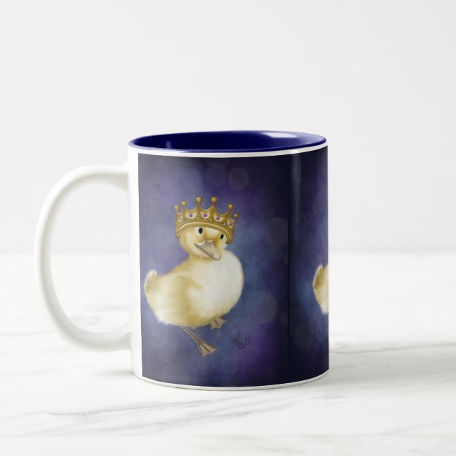 Royal Quackery: Yellow Duckling with Gold Crown Two-Tone Coffee Mug (Left)