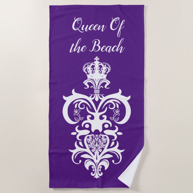 Royal Queen Beach Girl Crown Monarch Towel (Front)
