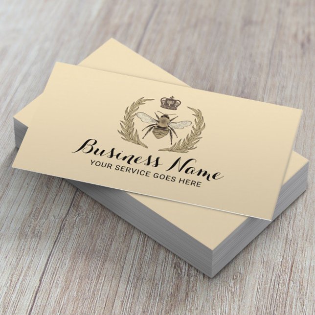 Royal Queen Bee Laurel Wreath Logo Beauty Salon Business Card (Creator Uploaded)