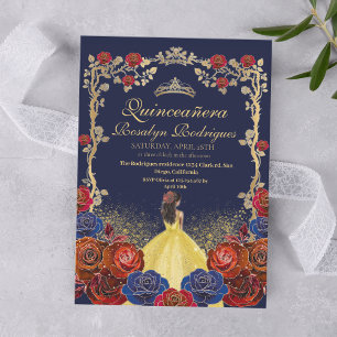 Royal Quinceanera Beauty & and best Navy Blue Invitation