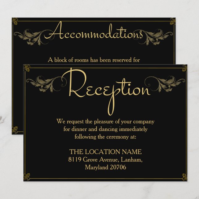 Royal Reception Accommodation Wedding Sign Card (Front/Back)
