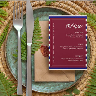 Royal Red and Blue Wedding Theme Menu