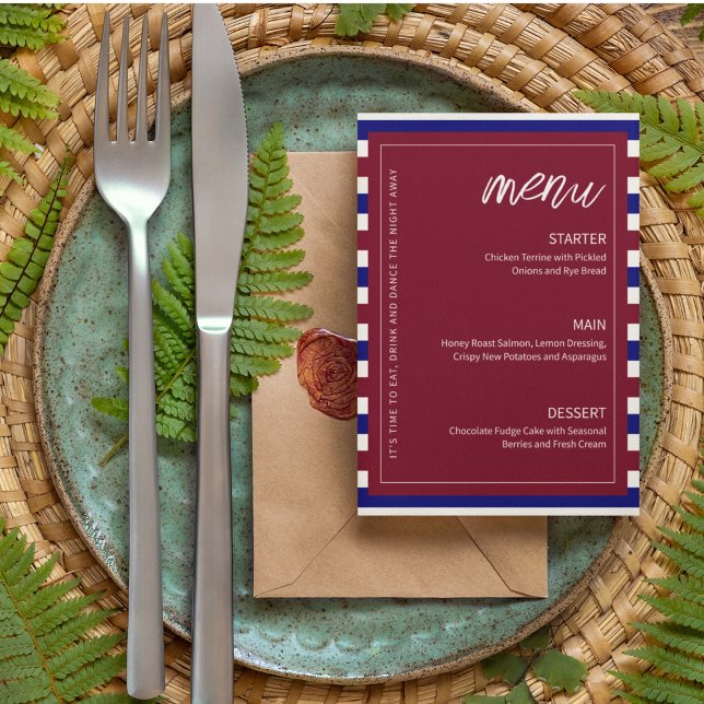 Royal Red and Blue Wedding Theme Menu (Let your royal theme wedding speaks more than you do.)