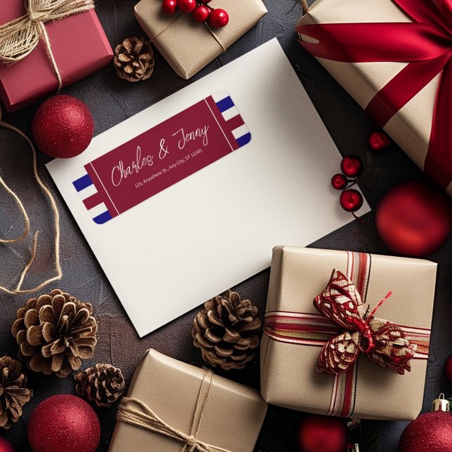 Royal Red and Blue Wedding Theme Return Address Label (Let your envelope label speaks more about your royal theme)