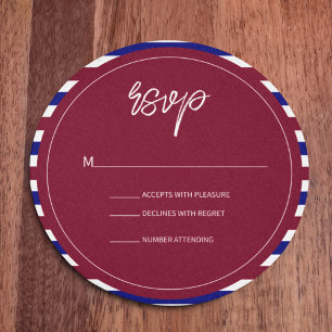Royal Red and Blue Wedding Theme RSVP Card