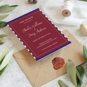Royal Red and Blue Wedding Theme Save The Date