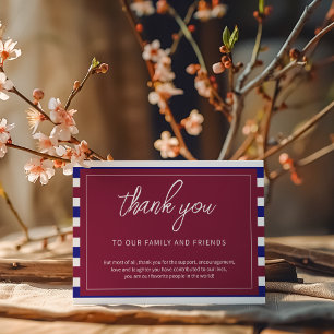 Royal Red and Blue Wedding Theme Thank You Card