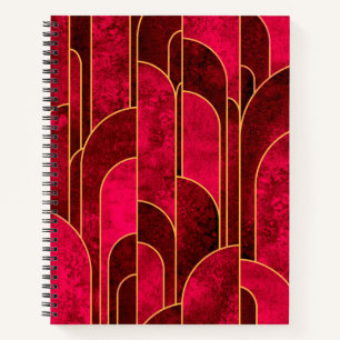 Royal Red and Gold Art Deco Pattern Notebook