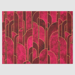 Royal Red and Gold Art Deco Pattern Tissue Paper