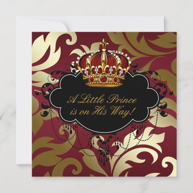 Royal Red and Gold Prince Baby Boy Shower Invitation (Front)