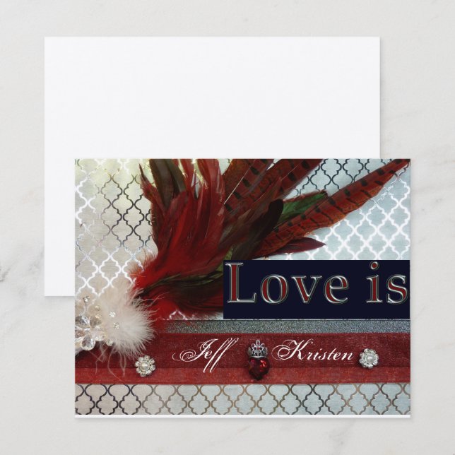 Royal Red and Silver Wedding Invitation (Front/Back)