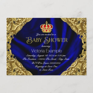 Royal Red Blue and Gold Crown Baby Shower Invitation