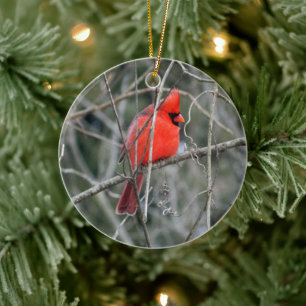 Royal Red Cardinal Ceramic Ornament
