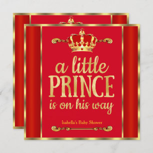 Royal Red Gold Prince is on his way Baby Shower Invitation