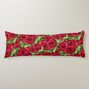 Royal Red Roses Regal Romance Crimson Lush Flowers Body Cushion