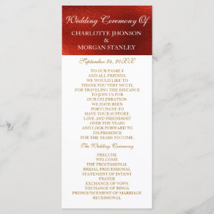 Royal Red Shiny White Wedding Program