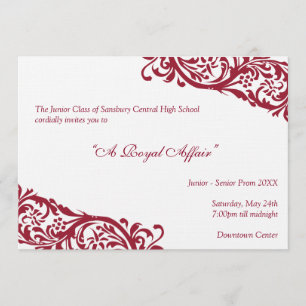 Royal red traditional  junior formals senior prom invitation