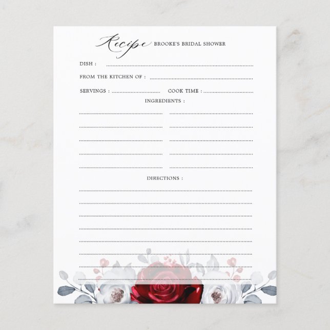 Royal Red White Silver Metallic Bridal Shower (Front)