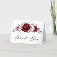 Royal Red White Silver Metallic Floral Wedding