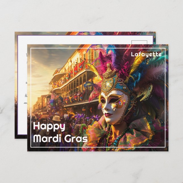 💚💜💛Royal Regalia: Mardi Gras Extravaganza Postcard (Front/Back)