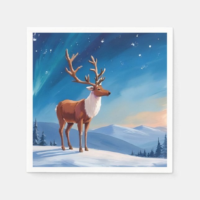Royal Reindeer | Happy Holidays Merry Christmas  Napkin (Front)