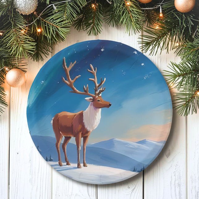 Royal Reindeer | Happy Holidays Merry Christmas  Paper Plate (Creator Uploaded)