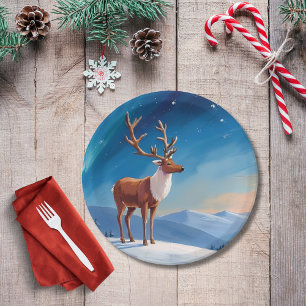Royal Reindeer   Happy Holidays Merry Christmas  Paper Plate