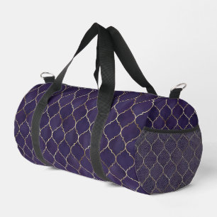 Royal Rhythms: Purple Andalusian Moroccan Geometry Duffle Bag