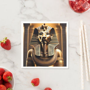 **"Royal Roar: The Golden Pharaoh Lion"** Napkin