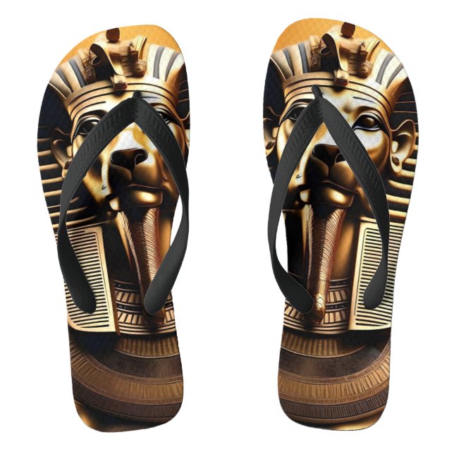 **"Royal Roar: The Golden Pharaoh Lion"** Thongs (Footbed)